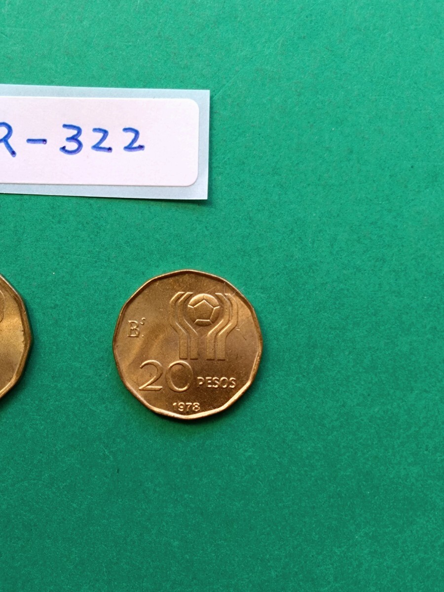 外国コイン　アルゼンチン　 (Rー３２２)　サッカー　 ワールドカップ記念硬貨　100ペソ硬貨　50ペソ硬貨　20ペソ硬貨　おまとめ　３枚_画像4