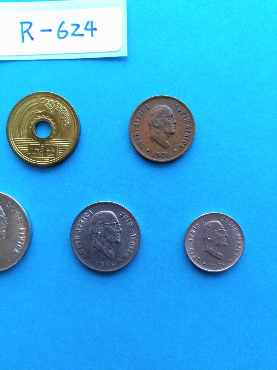 外国コイン 南アフリカ (Rー６２４) ５０セント硬貨 ２０セント硬貨 他おまとめ ６枚 全て１９７６年の画像3