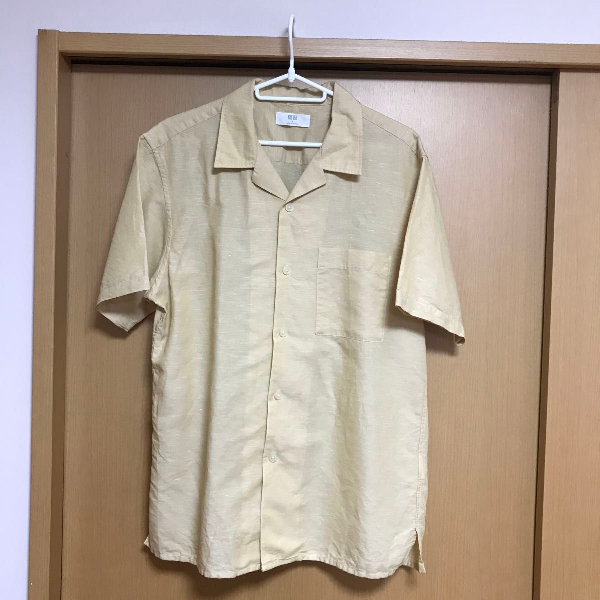ユニクロ　メンズリネンコットンオープンカラーシャツ　Mサイズ　古着　中古美品　半袖シャツ