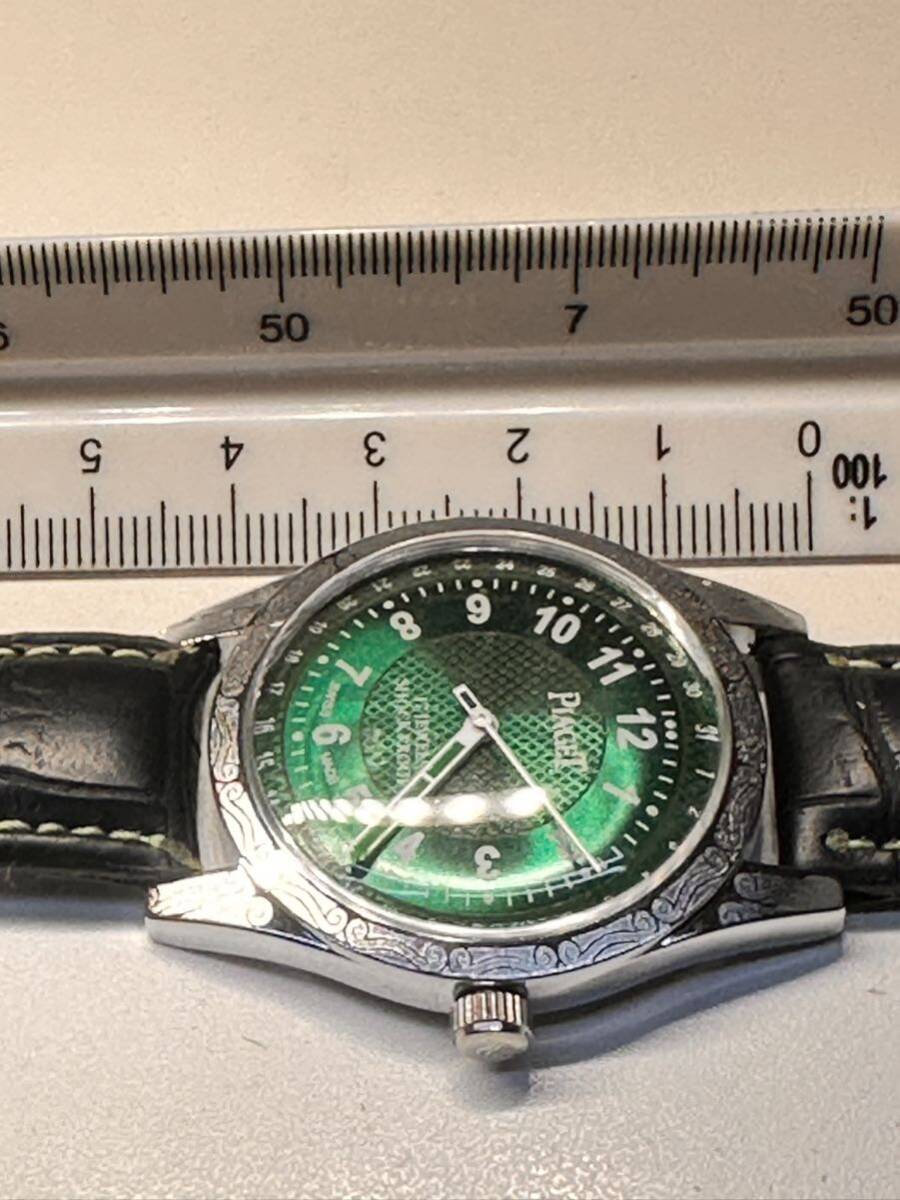 ヴィンテージ ピアジェ 緑文字盤 手巻き ユニセックス腕時計 ショックプルーフムーブメント 17jewels スイス製 seller refurbished 再生品の画像10