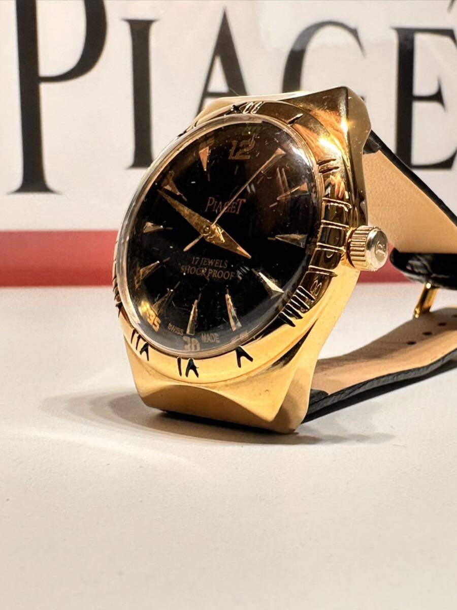 ヴィンテージ ピアジェ PIAGET ブラック文字盤 手巻き ユニセックス腕時計 ショックプルーフ ムーブメント 17jewels スイス製 再生品