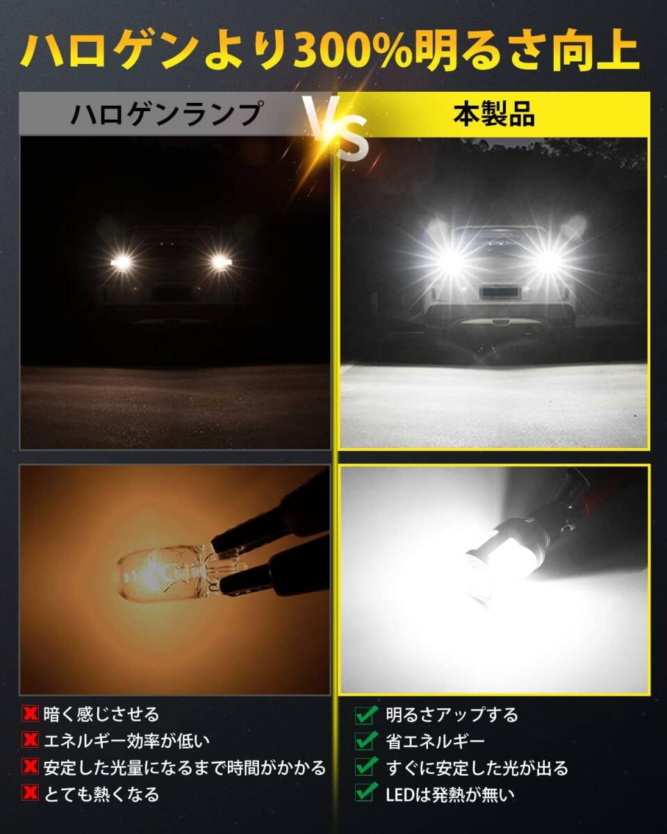 バックランプ バックライト 10SMD 改良型ソケット キャンセラー内蔵 ハイフラ防止 1200lm*2 12V車用 6W*2 車検対応_画像5