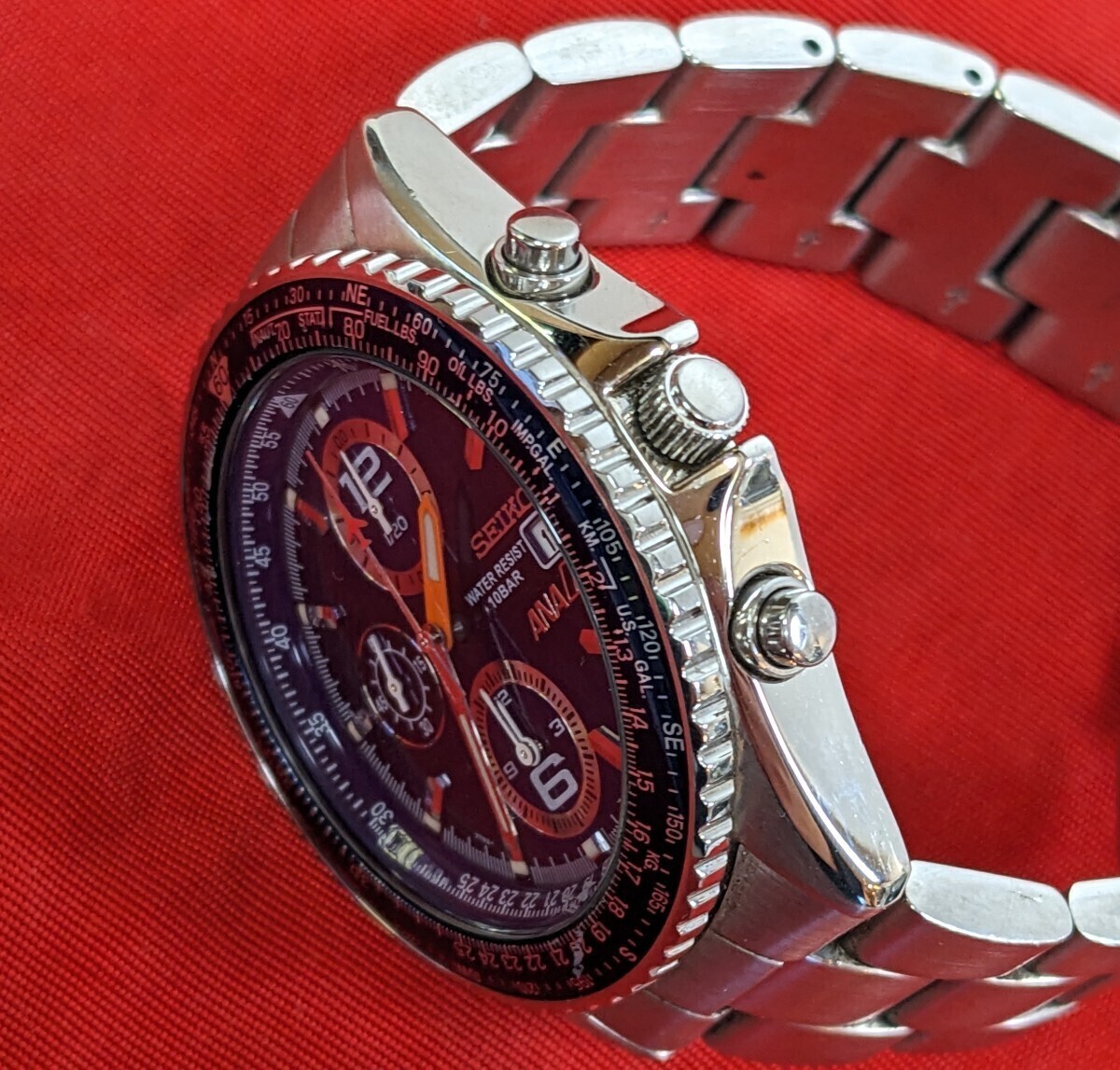 SEIKO クロノグラフANA HAPPY FLIGHT 7T92-0CF0 稼働品_画像3