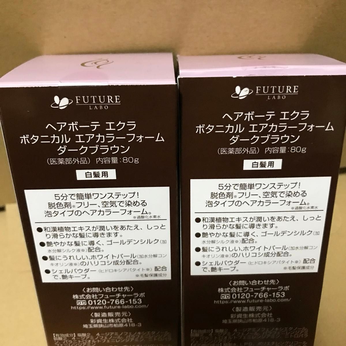 ヘアボーテ エクラ ボタニカル エアカラーフォーム ダークブラウン　80g 未使用品 2箱セット　【値下交渉不可】