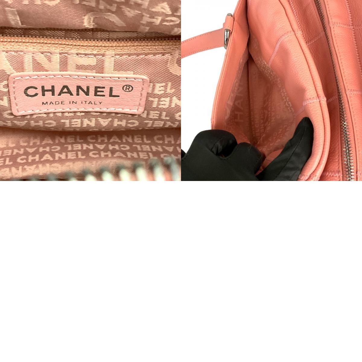 シャネル CHANEL チョコバーボストンバッグ ピンク　シルバー金具 キャビアスキン トートバッグ レディース 中古_画像10