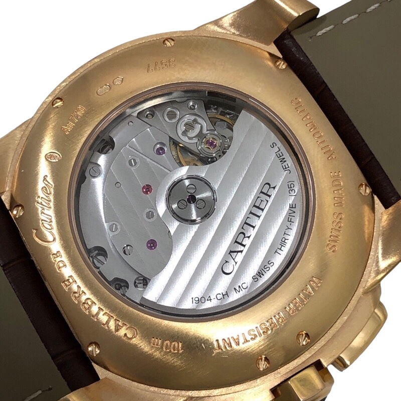  Cartier Cartier Carib rudu Cartier хронограф W7100044 серебряный циферблат K18PG/ кожа ремешок ( неоригинальный ) наручные часы мужской б/у 