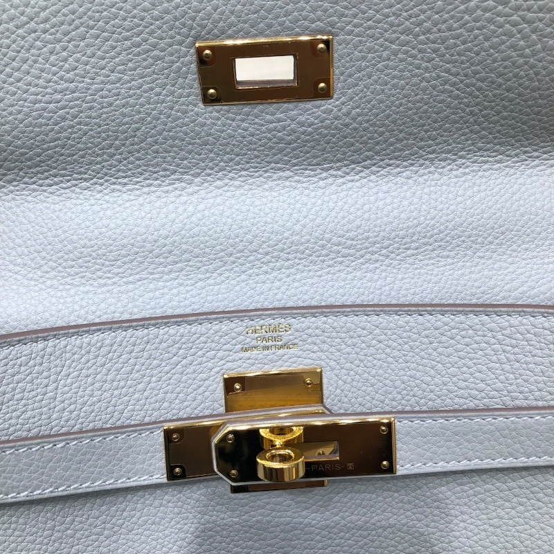 エルメス HERMES ケリー28　うち縫い B刻印 グリネヴェ トゴ GD金具 ハンドバッグ レディース 中古_画像8