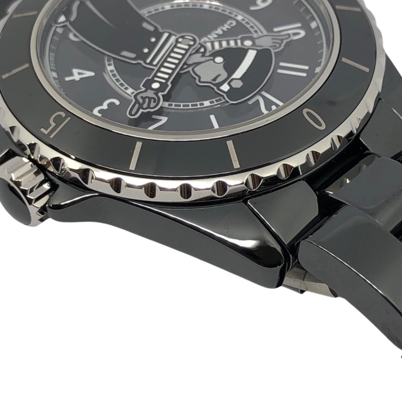 シャネル CHANEL マドモアゼル J12 ラパウザ H7609 ブラック セラミック 腕時計 メンズ 中古_画像5