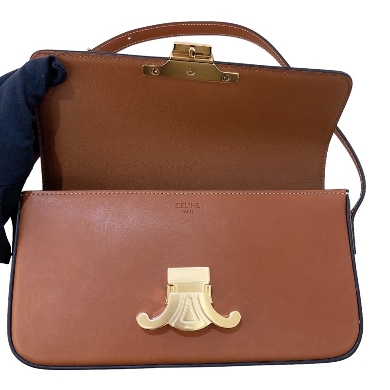 セリーヌ CELINE クロード・ショルダー 194143BFN.04LU タン ナチュラルカーフ ショルダーバッグ レディース 中古_画像7