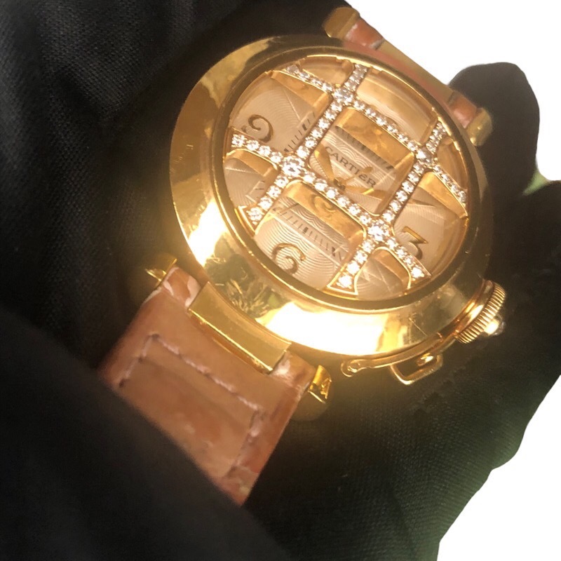 カルティエ Cartier パシャ32 コンベックスグリット WJ116056 K18イエローゴールド 腕時計 レディース 中古_画像6