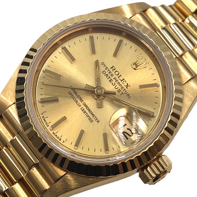 Rolex Rolex Datejust 69178 Champagne e Ban K18 Желтовое золото K18YG WATCE LADIES Используемые