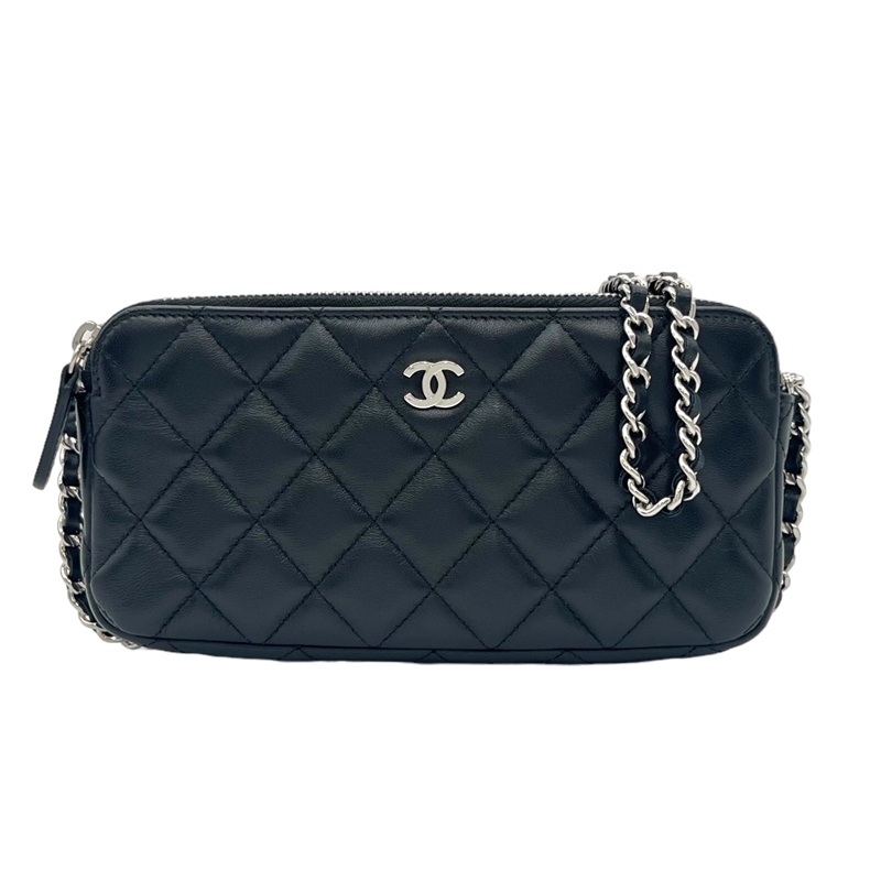 シャネル CHANEL チェーンウォレット A82527 ブラウン シルバー金具 ラムスキン ショルダーバッグ レディース 中古_画像1