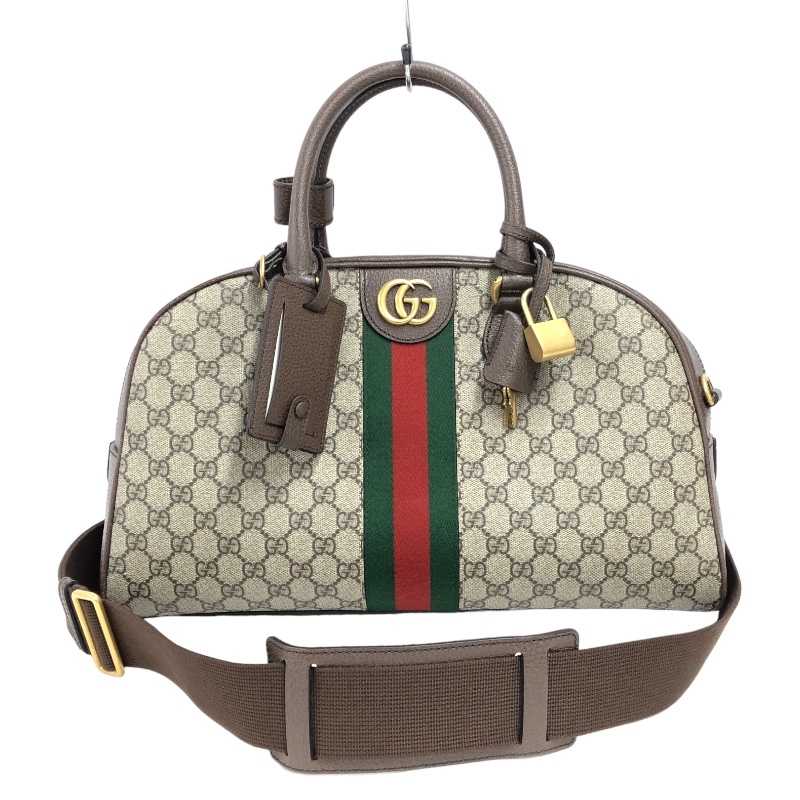  Gucci GUCCIsavoi medium top steering wheel bowling 723309 beige / Epo knee GGs pulley m Boston bag lady's used 