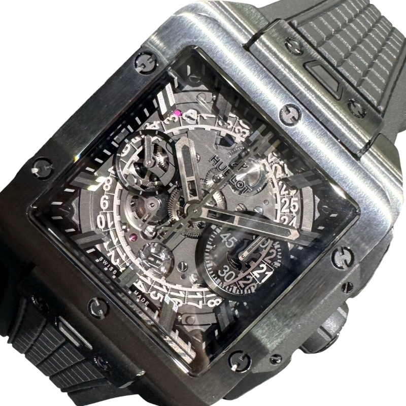 ウブロ HUBLOT スクエア・バン ウニコ オールブラック 821.CX.0140.RX セラミック 腕時計 メンズ 中古