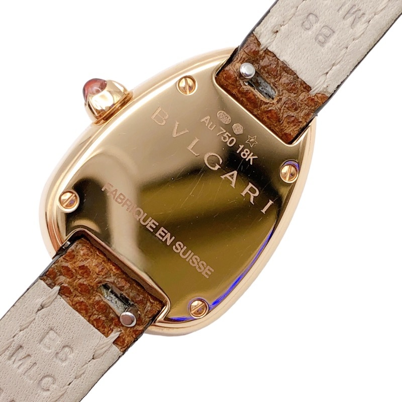  BVLGARY BVLGARI cell pen ti white shell 102727 white K18PG/ leather strap wristwatch lady's used 