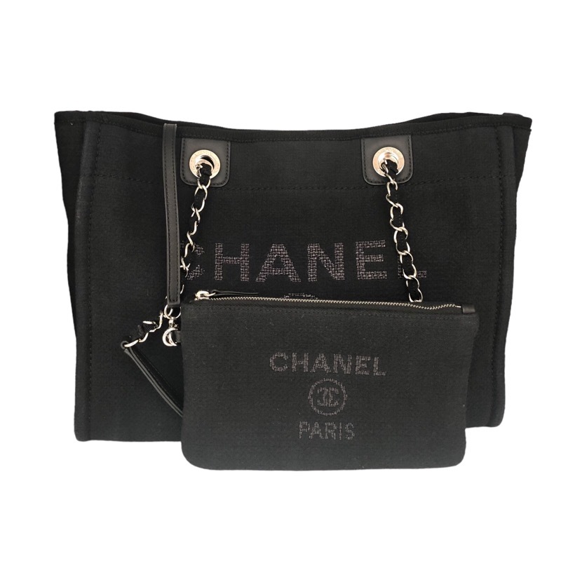 シャネル CHANEL ドーヴィルチェーントート A67001 ミックスファイバー トートバッグ レディース 中古_画像2