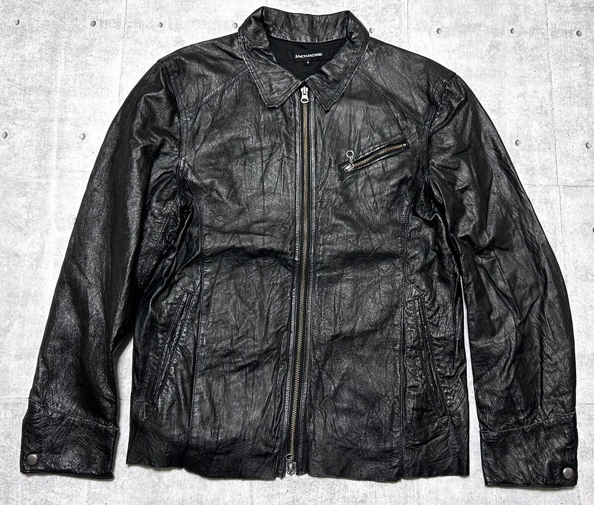 Tips様ジャックローズ　レザージャケット　襟付　ライダースジャケット　牛革 jackrose ファッション ジャックローズ レザージャケット 襟付