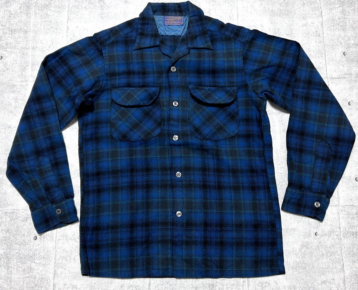 デッドストック 50s PENDLETON USA製 ボードシャツ 開襟シャツ　　ペンドルトン ボックスシャツ ウールシャツ オンブレチェック 柳9250
