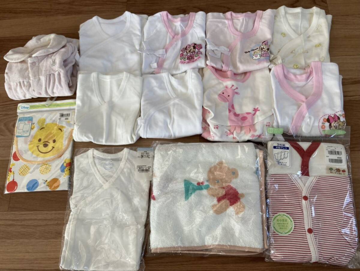 まとめ売り 女の子 春、秋、向け 50-60センチ 服他 計14点 まとめ売り 新品(13点)＆used(1点)ホームクリーニング済の画像1