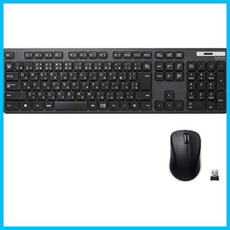 ★単品★ ブラック ワイヤレス (レシーバー付属) メンブレン キーボード 薄型 フルキーボード マウス付 TK-FDM110MBK ブラック_画像1