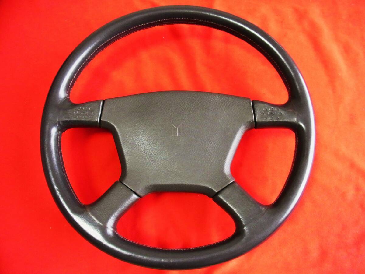 old momo steering wheel 37.5Φ Brown leather 1987 希少ブラウンレザー 希少 大径 いすゞ純正 ISUZU genuine product アスカ ジェミニ_画像1
