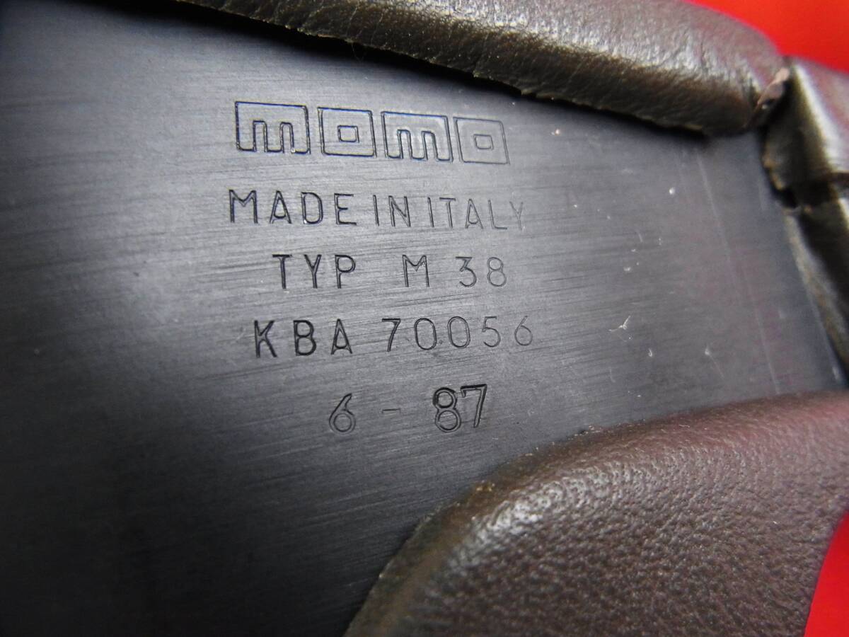 old momo steering wheel 37.5Φ Brown leather 1987 希少ブラウンレザー 希少 大径 いすゞ純正 ISUZU genuine product アスカ ジェミニ_画像9