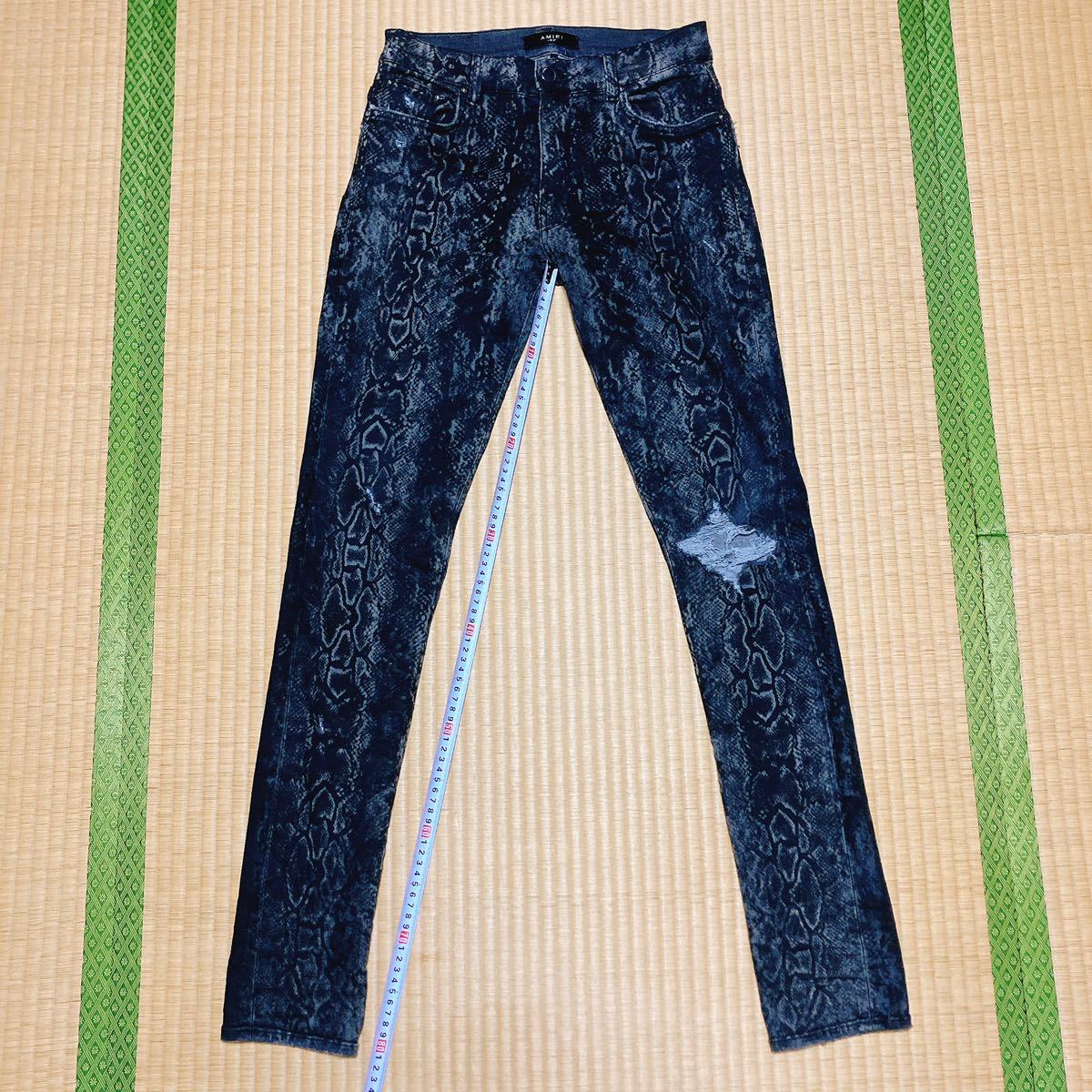 AMIRI 製品染め ダメージ加工 蛇柄 スキニーデニム 29 アミリ AMIRI 製品染め ダメージ加工 蛇柄 スキニーデニム 29 アミリ