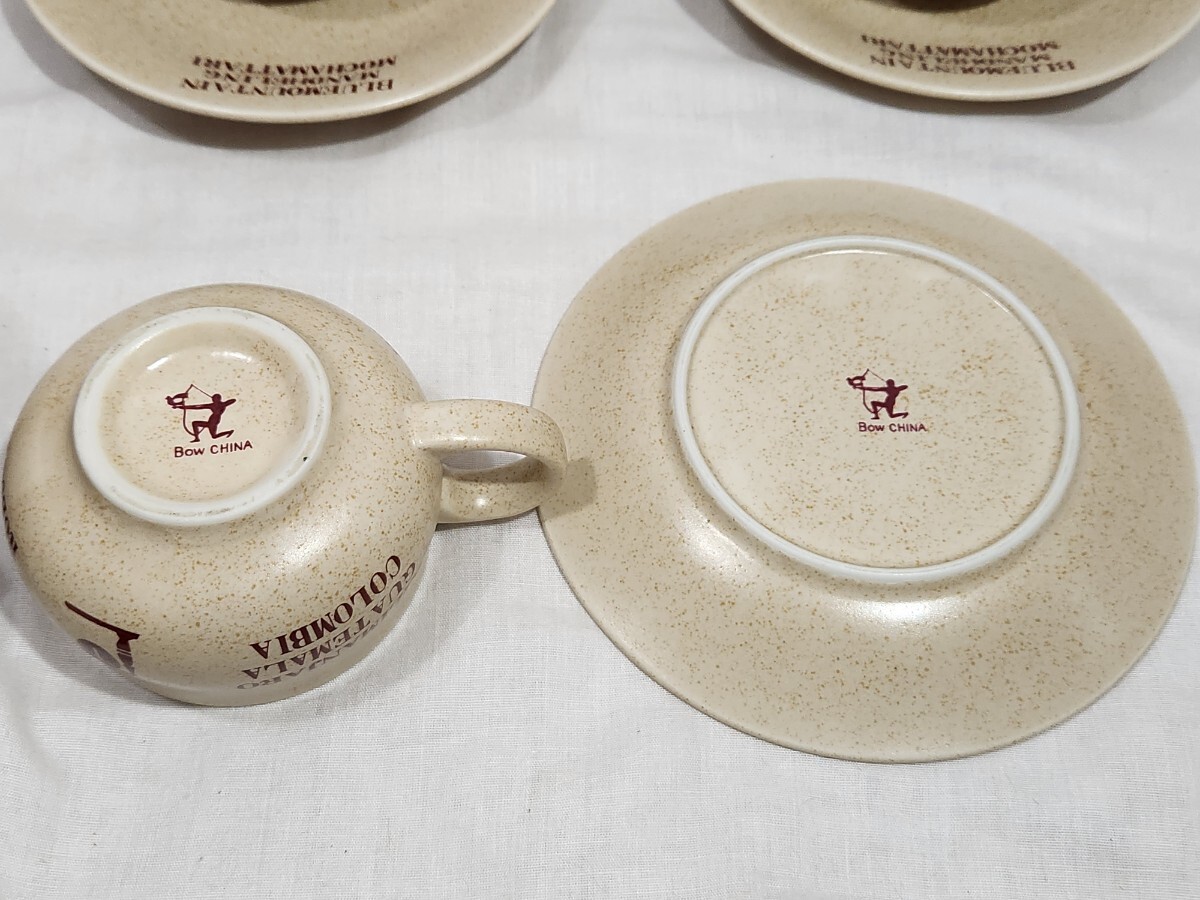 Bow　CHINA　カップ&ソーサー　3客　昭和レトロ　70年代　コーヒー豆名産ネーム　コーヒーカップ　陶器_画像7