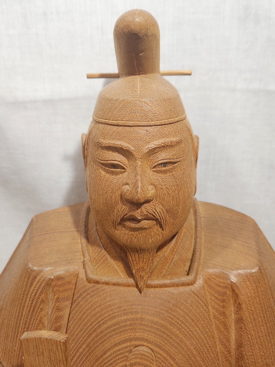 富山県 井波彫刻 往蔵保雄作 菅原道真 天神様 木彫り 昭和54年 富山県 井波彫刻 往蔵保雄作 菅原道真 天神様 木彫り 昭和54年
