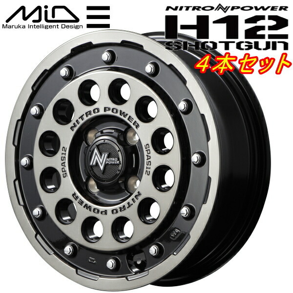 MID ナイトロパワー H12 SHOTGUN ホイール4本 ブラッククリア/マシニング 7.0J-16inch 5H/PCD114.3 inset+40_画像1