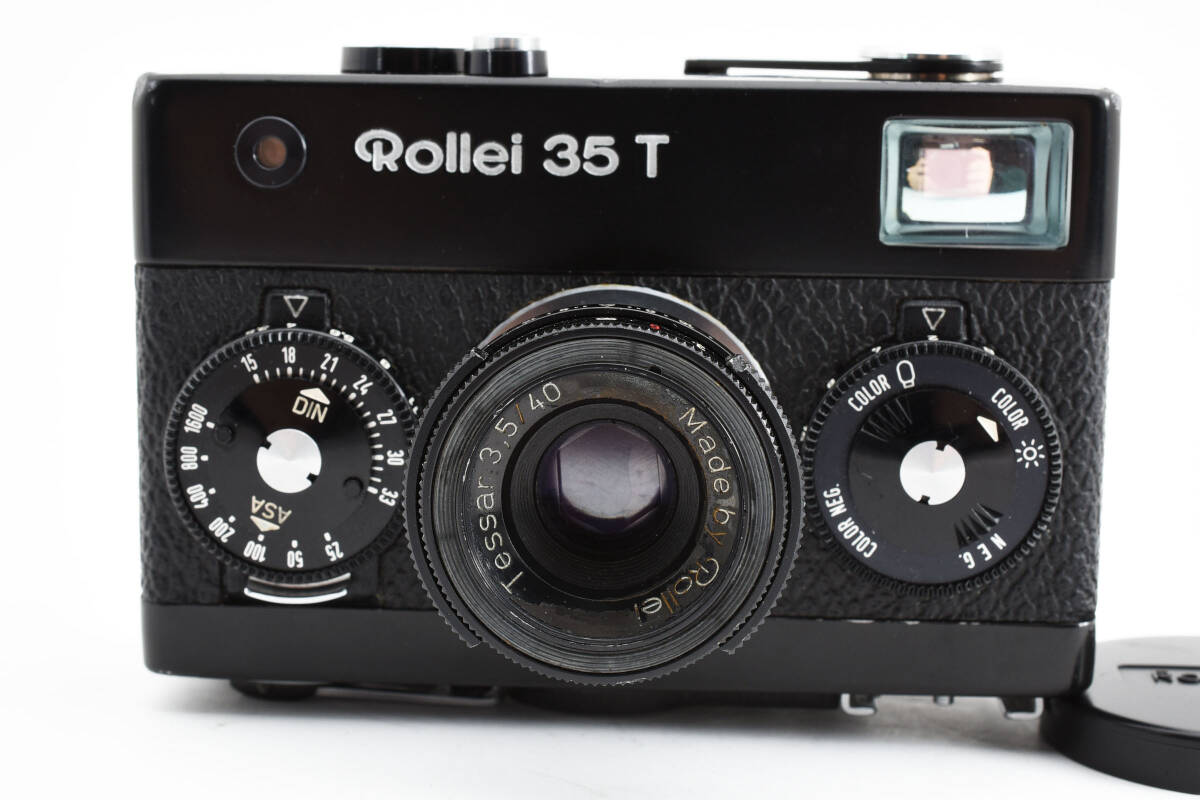 【人気のブラック 純正レンズキャップ付き】 ROLLEI ローライ35T テッサー40mm ｆ3.5 BLACK フィルムカメラ 動作品 同梱可能 #8894
