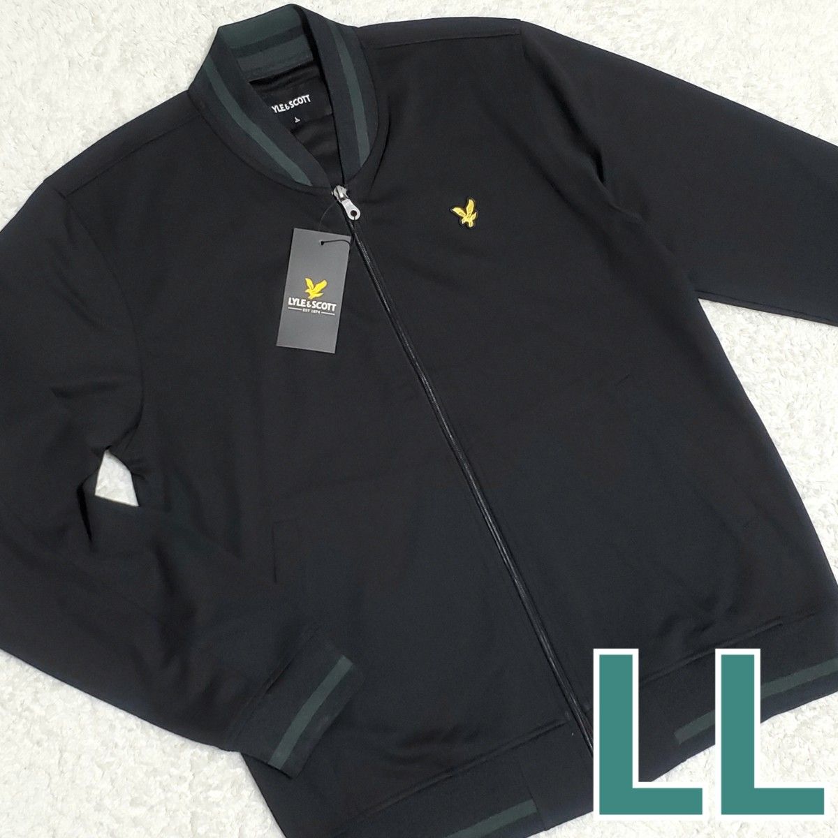 LYLE&SCOTT ライルアンドスコット フルジップジャケット 新品 メンズ 紳士 LLサイズ 2L XL 黒ブラック 長袖刺繍