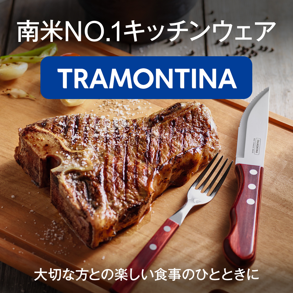 TRAMONTINA ジャンボステーキナイフ 23.5cm(刃渡り4インチ)×60本 ポリウッド ダークブラウン 食洗機対応 トラモンティーナ_画像6