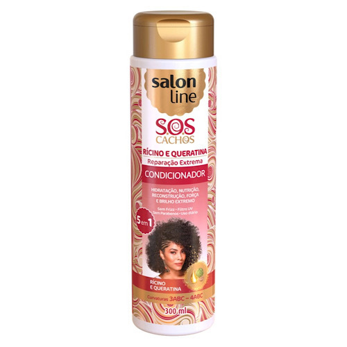 サローンライン パーマ・カーリーヘア用 ケラチナ コンディショナー 300ML SALON LINE SOS CACHOS RICINO E QUERATINA CONDICIONADOR_画像1