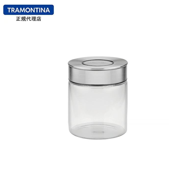 TRAMONTINA 密閉 フードストッカー (ガラス容器・ステンレス蓋) 0.7L プレッザ PUREZZA 耐熱ガラス トラモンティーナ_画像1