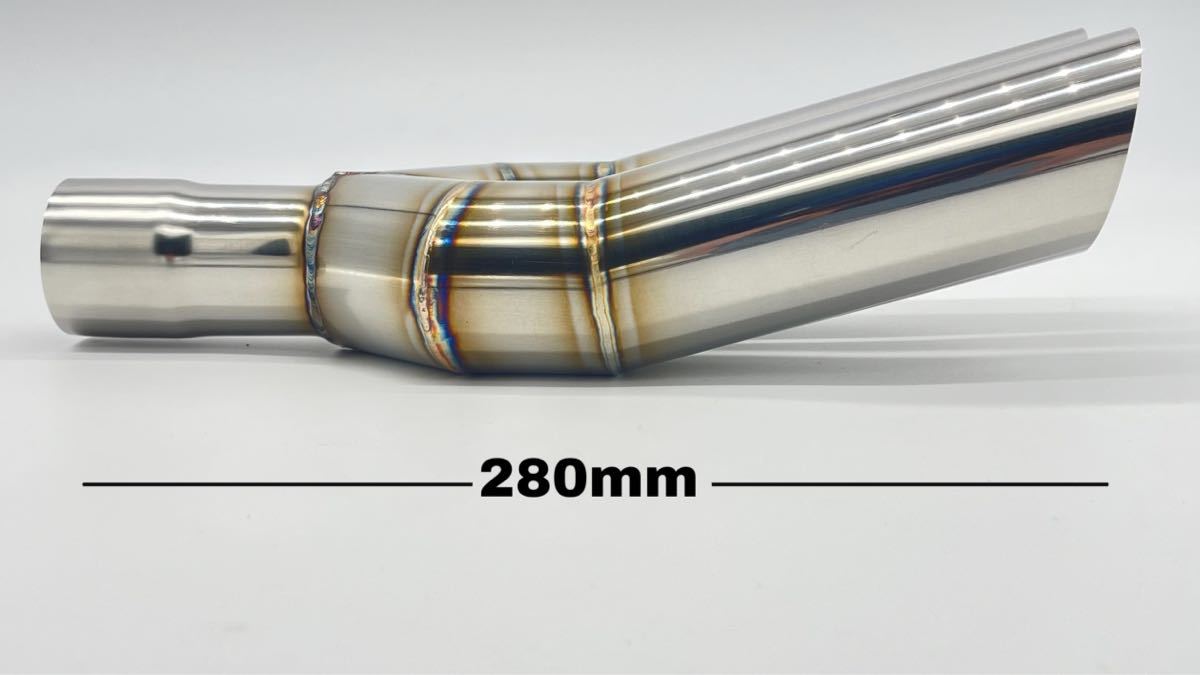 ワンオフマフラーカッター15度跳ね上げデュアルマフラー出口50.8φスラッシュ25°カット入口内径42.7φジョイント差し込み（寸法変更可能）_画像3