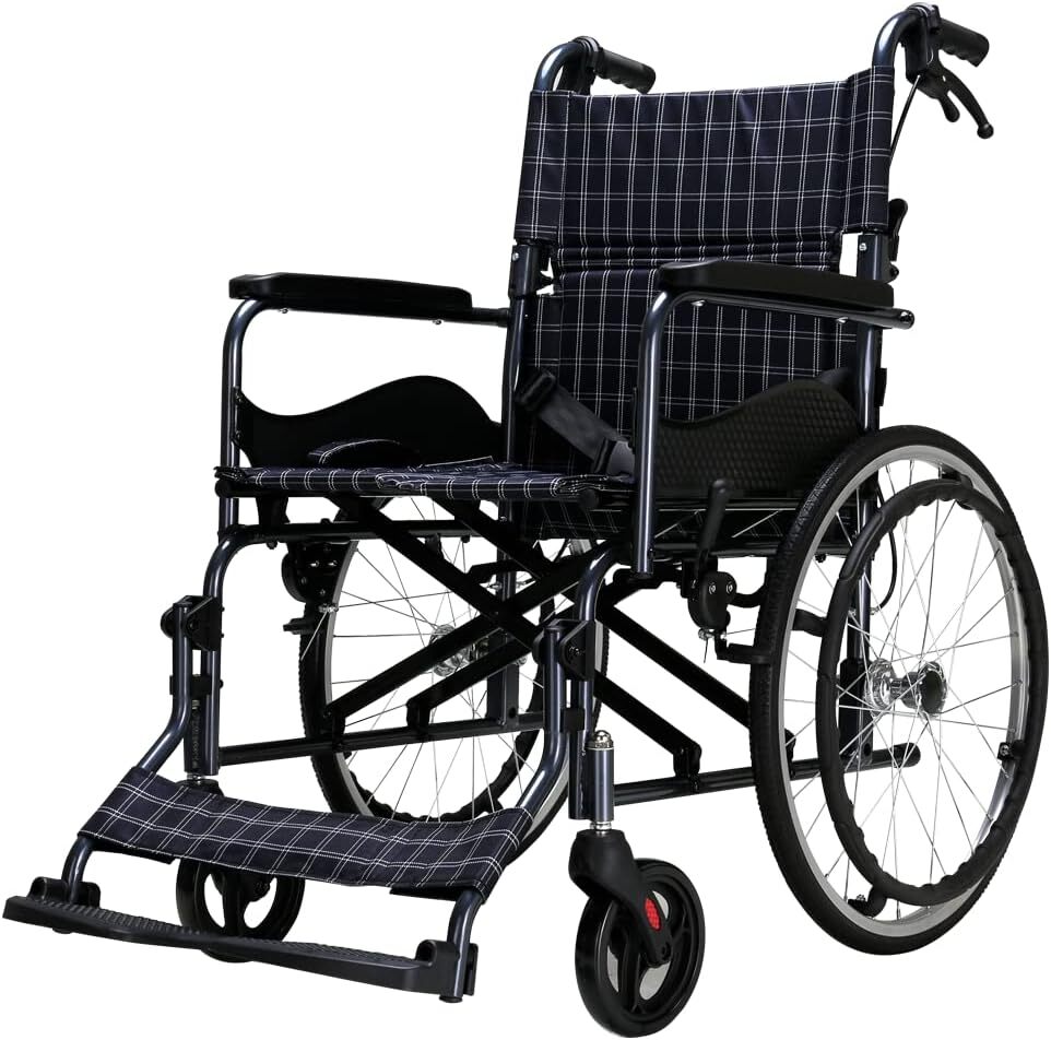 税込◆未使用◆COMEFORU 車椅子 折りたたみ 軽量 ブレーキ 自走用 介助 介護 手押し -K9-8501_画像2