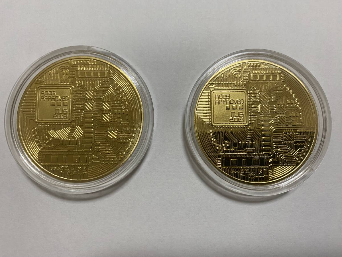 ビットコイン 2枚セット ゴルフマーカー インテリア レプリカコイン 仮想通貨 メダル 金貨 ゴールド メッキ 送料無料_画像2
