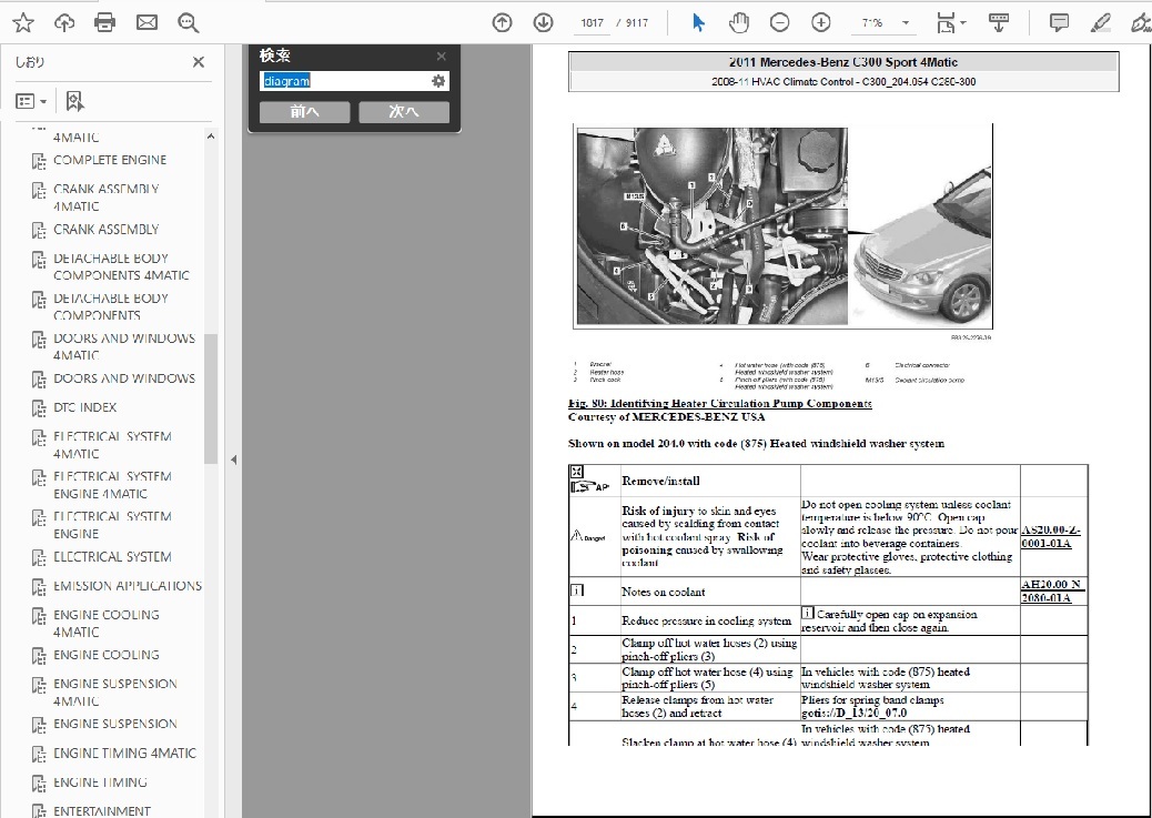 メルセデスベンツ Cクラス W204 (2008-2014) C-class ワークショップマニュアル&配線図 整備書の画像5