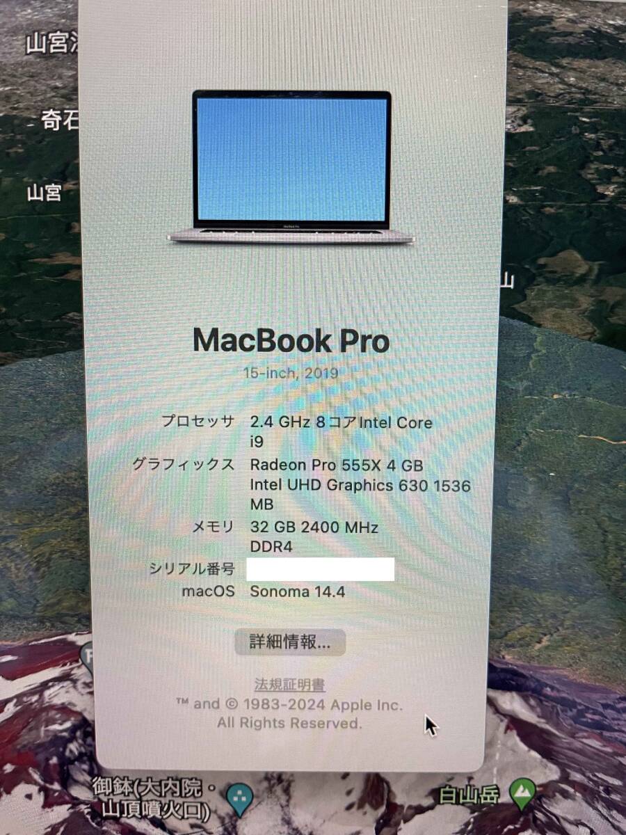 Apple MacBook Pro Retina 英語キーボード 2019 モデル Core i9 2.4GHz/16インチ/Radeon Pro 55X 4GB/32GB/SSD 2TB/Touch Bar_画像5