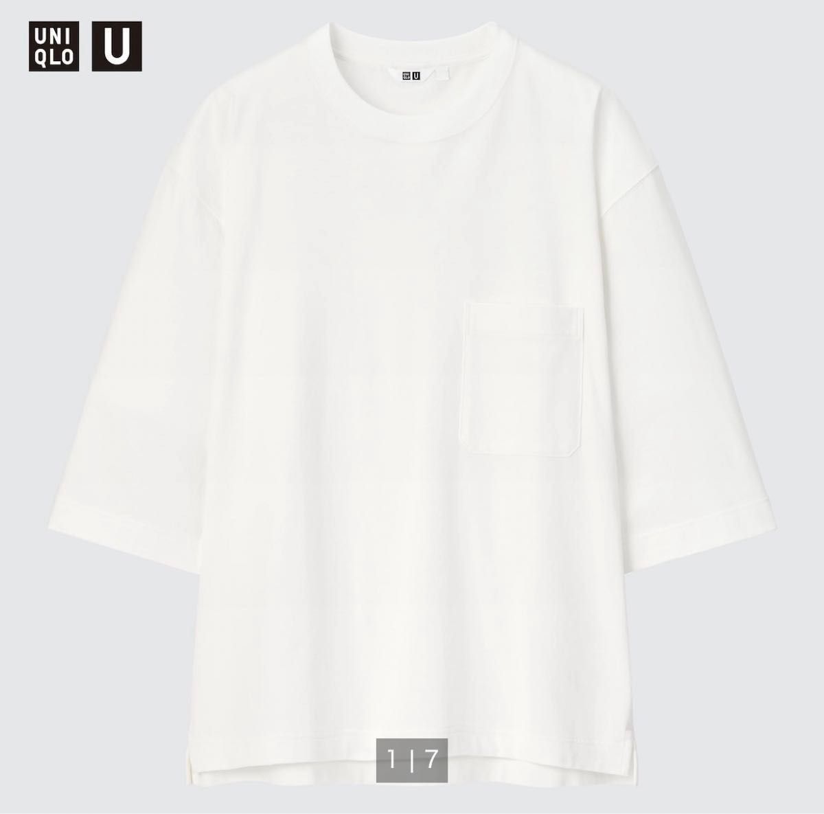 新品未使用 UNIQLO U ユニクロ クルーネックTシャツ 七分袖 ホワイト 白 Lサイズ 男女兼用