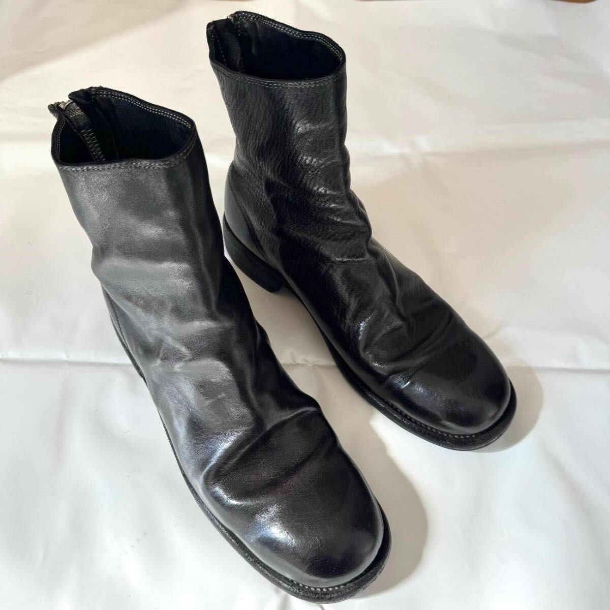 GUIDI グイディ ワンピースレザーブーツ 42(27cm) メンズ レザーシューズ バックジップ革靴 メンズ 男性用 黒 定番