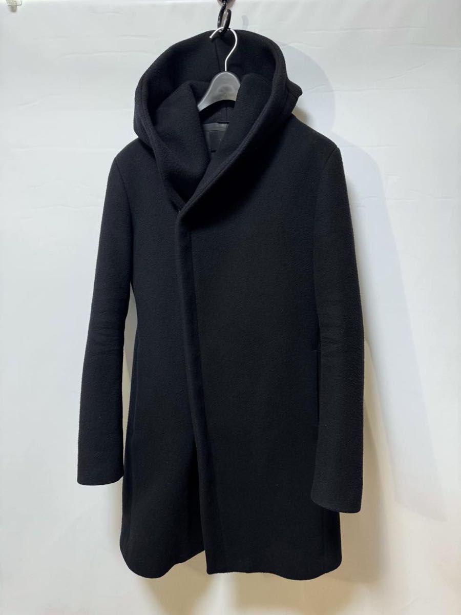 ジュンハシモト  WRAP HOODED COATウールメルト ラップコート 3 定価110,000円 junhashimoto