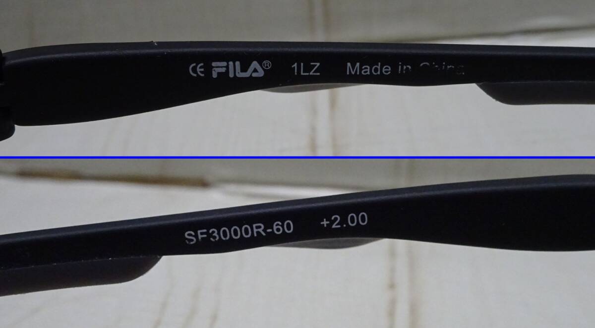 (え-H-329) FILA フィラ メガネフレーム SF-3000R-60 レンズ 55mm ブリッジ 17mm テンプル 150mm ブラック メガネ 眼鏡 中古品の画像5