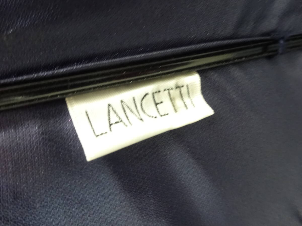 ( せ-A1-1097 )LANCETTI ランチェッティ 日傘 手開き式 防水加工 紺色 ネイビー 刺繍 花 全長約67～76cm 半径約48cm 田中久 中古の画像9