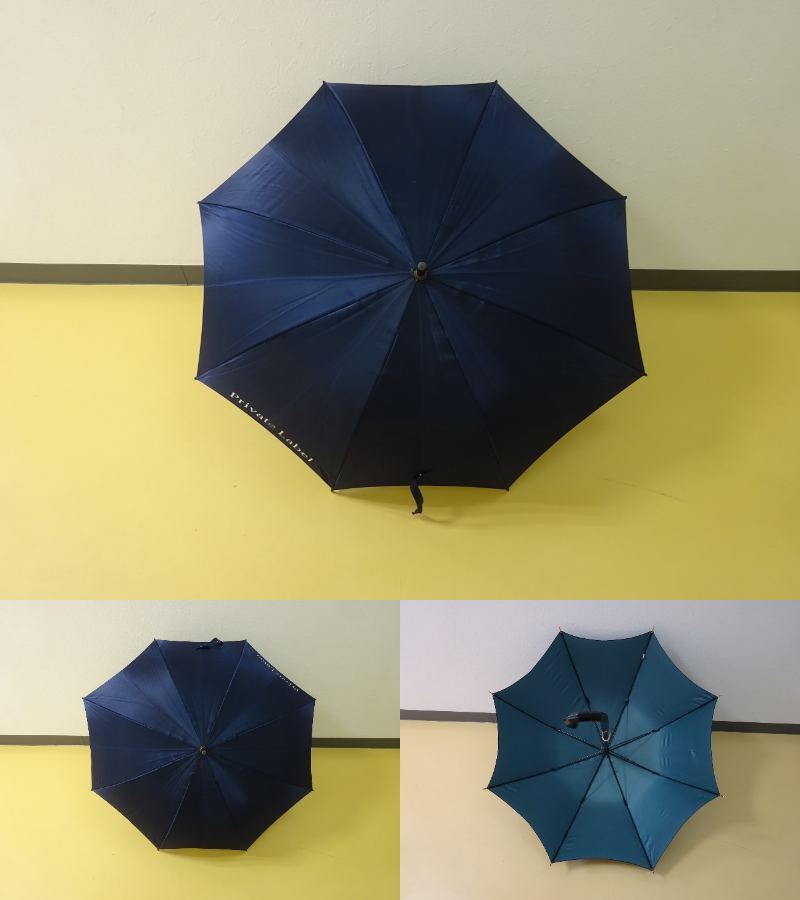 (.-A1-1055 )Privete Label Private Label длинный зонт рука открытие тип темно-синий цвет синий голубой общая длина примерно 89cm половина диаметр примерно 49cm AURORA б/у 