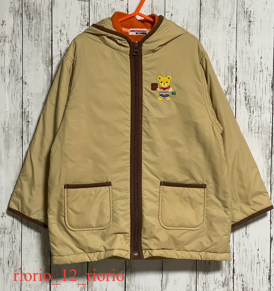 179　MIKIHOUSE　ミキハウス　フリースベスト付きパーカー　中綿入り3wayジャンパー　size120　_画像1