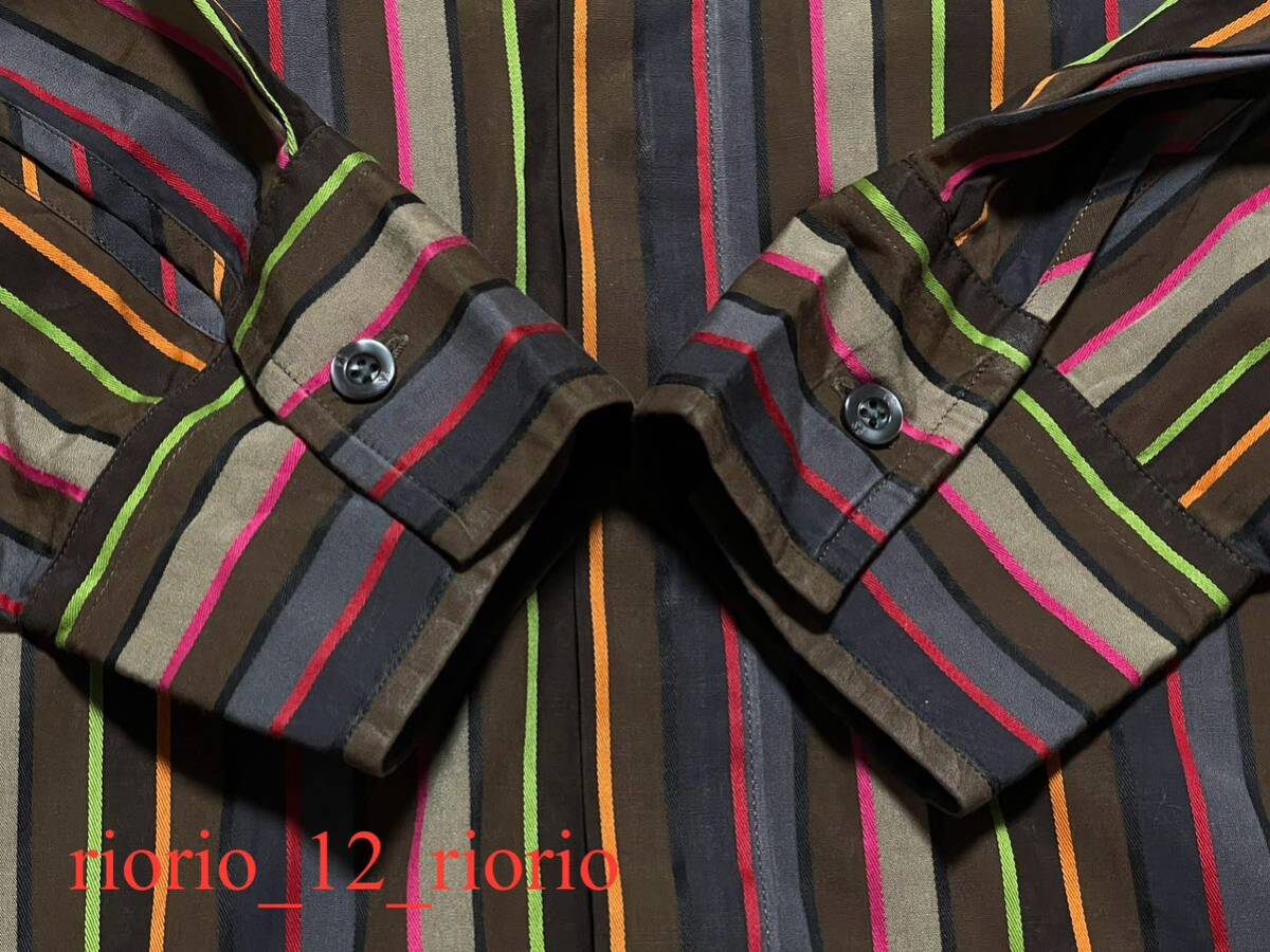 149　Paul Smith　ポールスミス　マルチストライプシャツ　コットンシャツ　sizeL_画像5