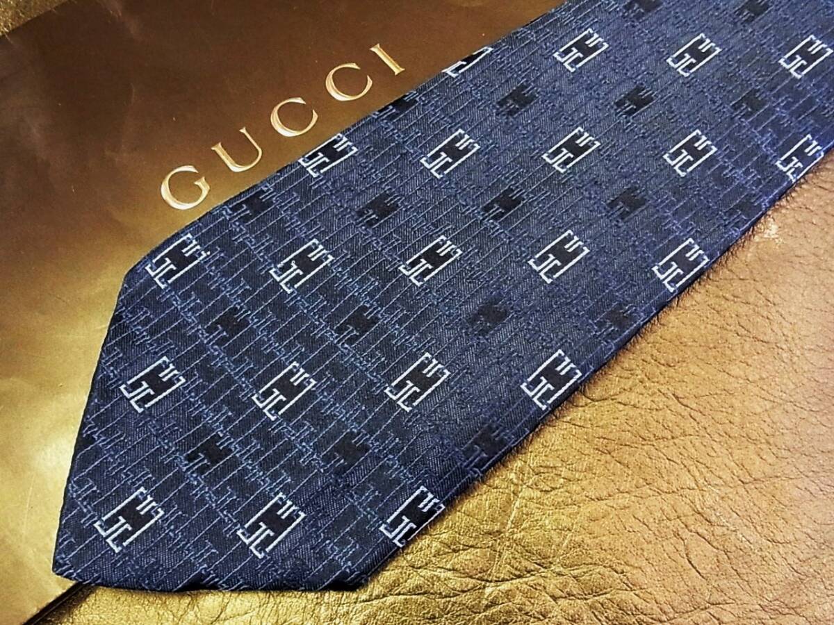 ●bv7373●良品●グッチ【GUCCI】 総ＧＧロゴ柄 ネクタイ_画像1