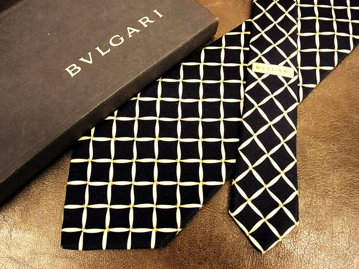 ●bv0794●良品●【BVLGARI】ブルガリ 「最高級セッテピエゲ」 ネクタイ_画像1